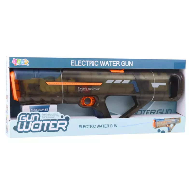 LEAN TOYS elektrinis vandens pistoletas šautuvas įkraunamas permatomas juodas 55 cm
