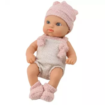 LEAN TOYS Baby Doll, Pink Outfit, Hat, Bib, 18 cm