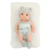 LEAN TOYS Baby Doll with Blanket, White and Gray Outfit, Hat, 18 cm