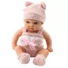 LEAN TOYS Kūdikio lėlė su antklode, baltais ir rožiniais drabužiais, kepure, 18 cm