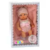 LEAN TOYS Kūdikio lėlė su antklode, baltais ir rožiniais drabužiais, kepure, 18 cm