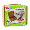 LEAN TOYS Arbatos rinkinys krepšelyje Puodeliai Lėkštės Saldumynai 23 vnt.