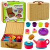 LEAN TOYS Arbatos rinkinys krepšelyje Puodeliai Lėkštės Saldumynai 23 vnt.