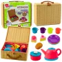 LEAN TOYS Arbatos rinkinys krepšelyje Puodeliai Lėkštės Saldumynai 23 vnt.