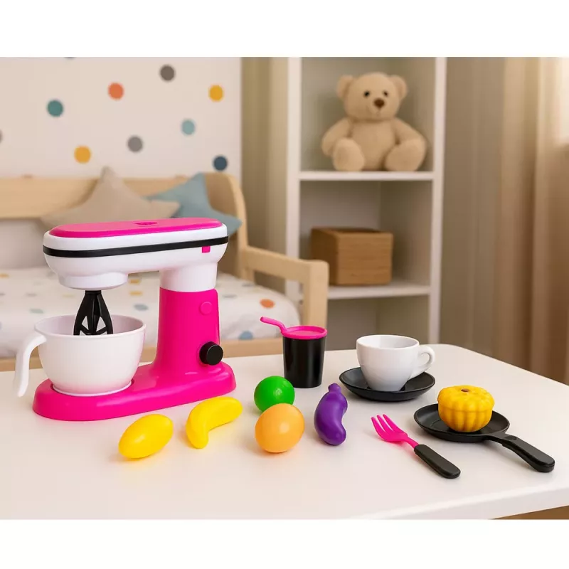 LEAN TOYS Maisto procesoriaus ir trintuvo žaislas vaikams su vaisių priedais