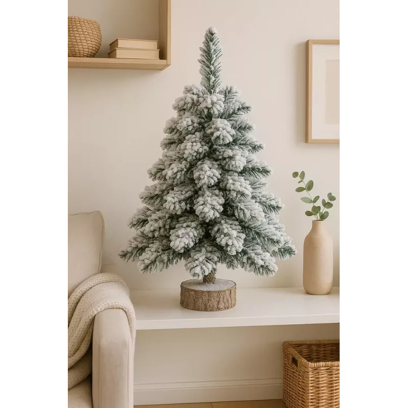 LEAN Decorative Artificial Christmas Tree on a Trunk Covered with Snow 60 x 16 cm
