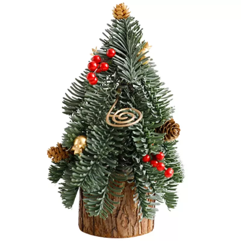LEAN Decorative Christmas Tree on a Trunk Red Rowan Cones 26 x 12 cm