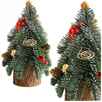LEAN Decorative Christmas Tree on a Trunk Red Rowan Cones 26 x 12 cm