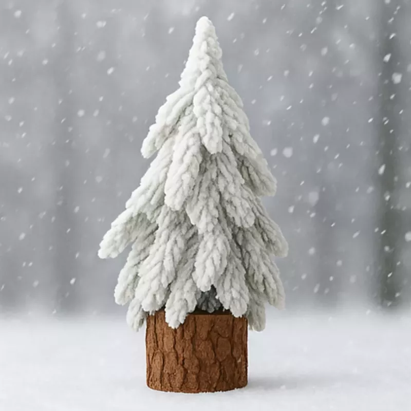 LEAN Decorative Artificial Christmas Tree on a Trunk Covered with Snow 20 x 9 cm