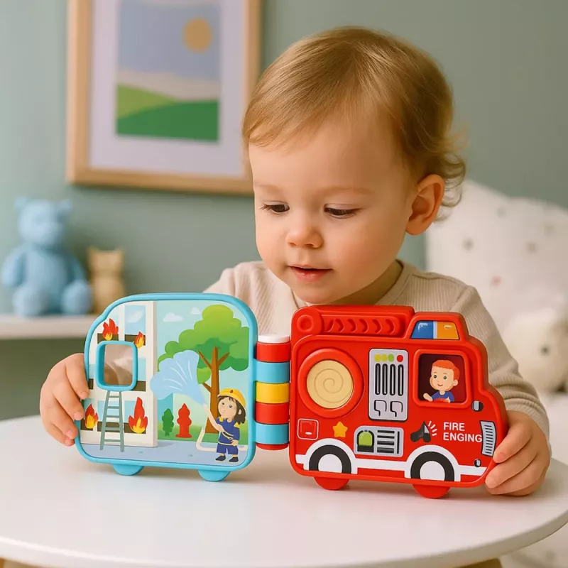 LEAN TOYS Interaktyvi edukacinė knyga Transporto priemonės Šviesos Garsai Judantys elementai