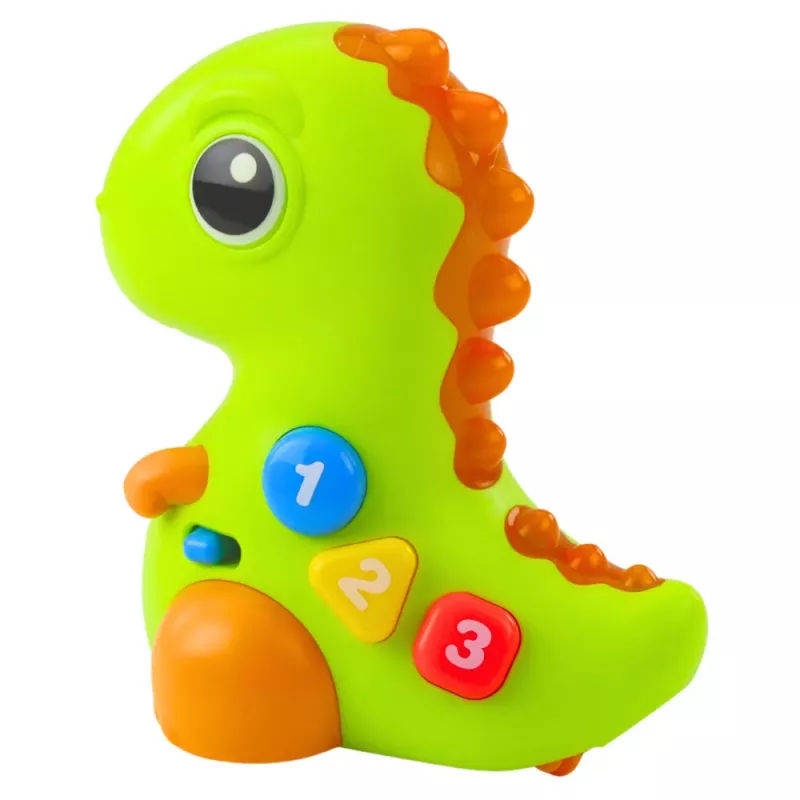 LEAN TOYS Interaktyvus žaislas mažiems vaikams Dinozauras ant ratukų su šviesomis ir garsais