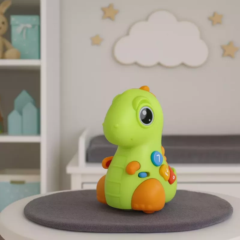 LEAN TOYS Interaktyvus žaislas mažiems vaikams Dinozauras ant ratukų su šviesomis ir garsais