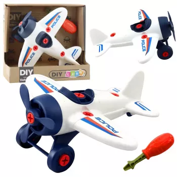 LEAN TOYS „Pasidaryk pats“ kūrybinis rinkinys: Atsuktuvinis lėktuvas, policijos atsuktuvas