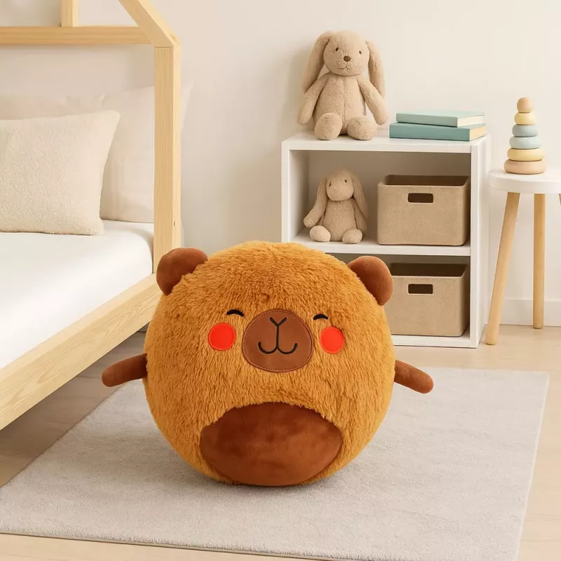 LEAN TOYS Šokinėjantis kamuolys Augantis pliušinis kapibaras Rudas su pompa 50 cm