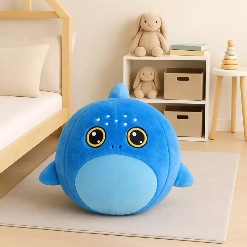 LEAN TOYS Growing Plush Blue Shark Jumping Ball Pump 50 cm