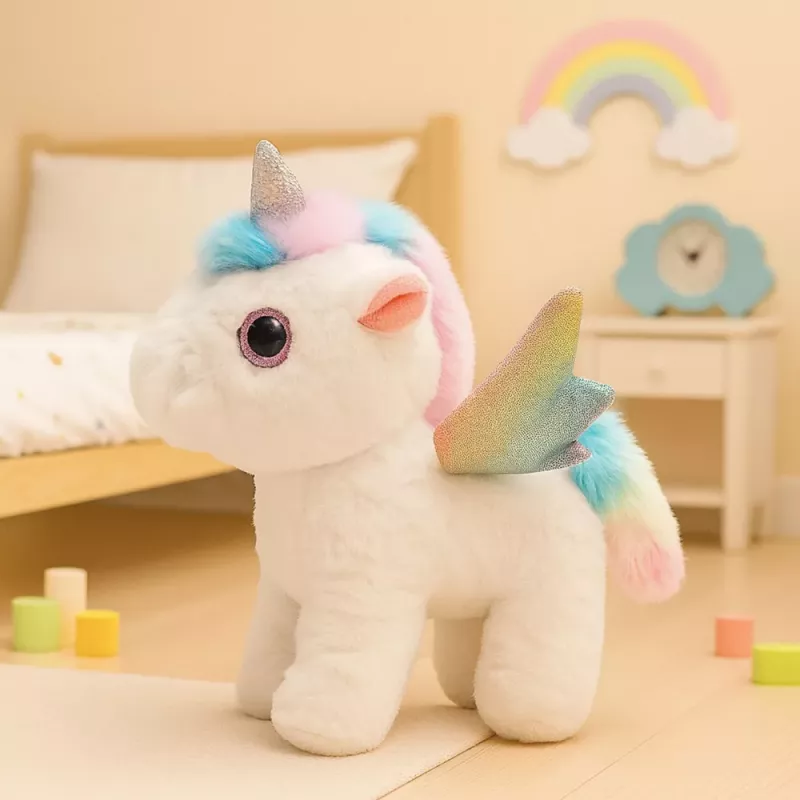 LEAN TOYS Unicorn Plush Interactive Moves Sounds White 21 cm