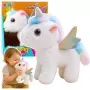 LEAN TOYS Unicorn Plush Interactive Moves Sounds White 21 cm