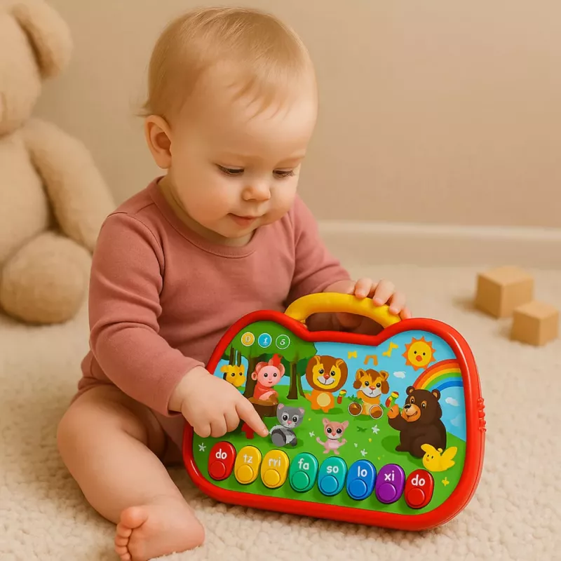 LEAN TOYS Interaktyvi mokomoji lenta „Gyvūnų pasaulio instrumentų pianinas“
