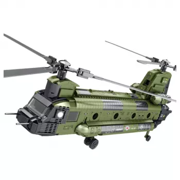LEAN TOYS Konstrukcinių kaladėlių rinkinys Karinis sraigtasparnis CH-47 Chinook 1451 vnt.