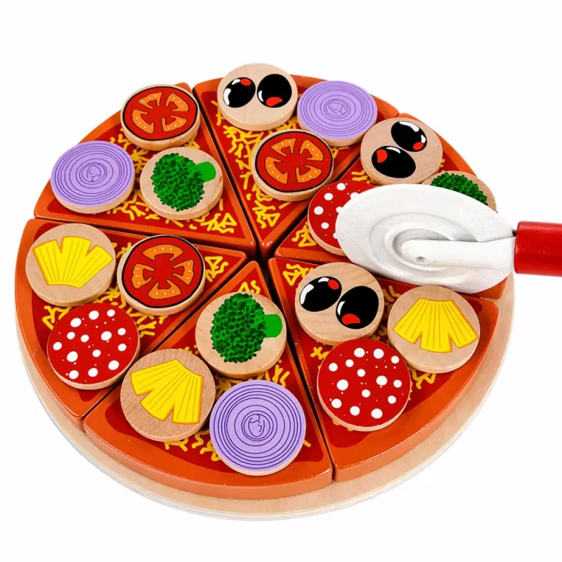 LEAN TOYS Medinis picos pjaustymo rinkinys su Velcro ratuku ir pjaustymo lenta