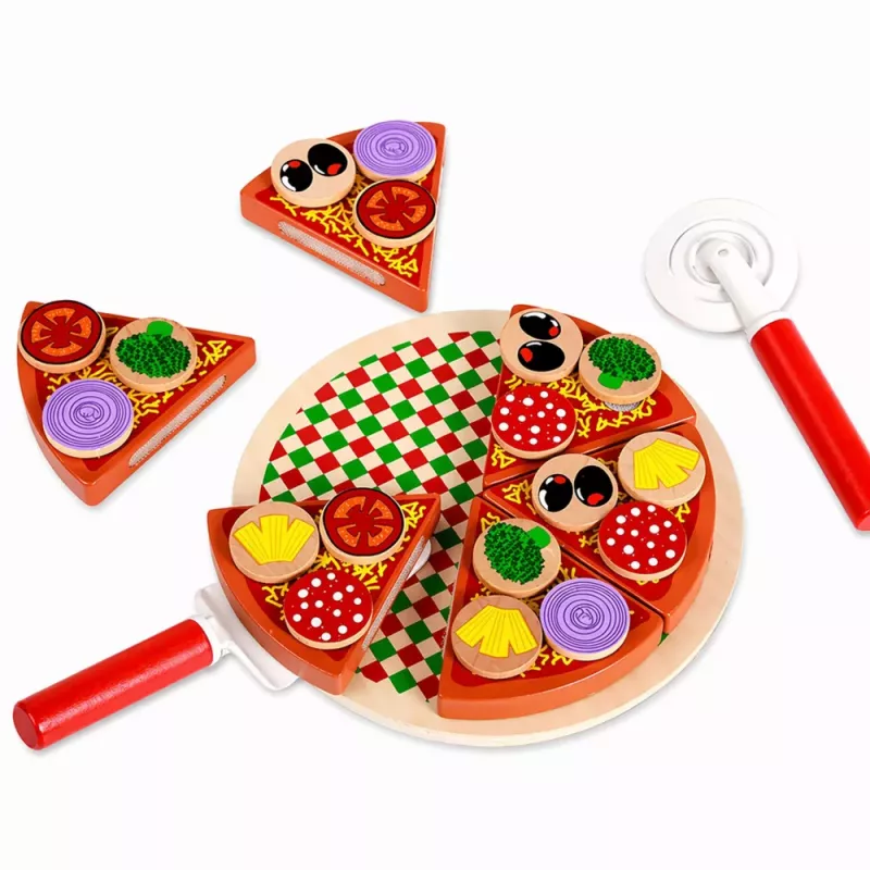 LEAN TOYS Medinis picos pjaustymo rinkinys su Velcro ratuku ir pjaustymo lenta