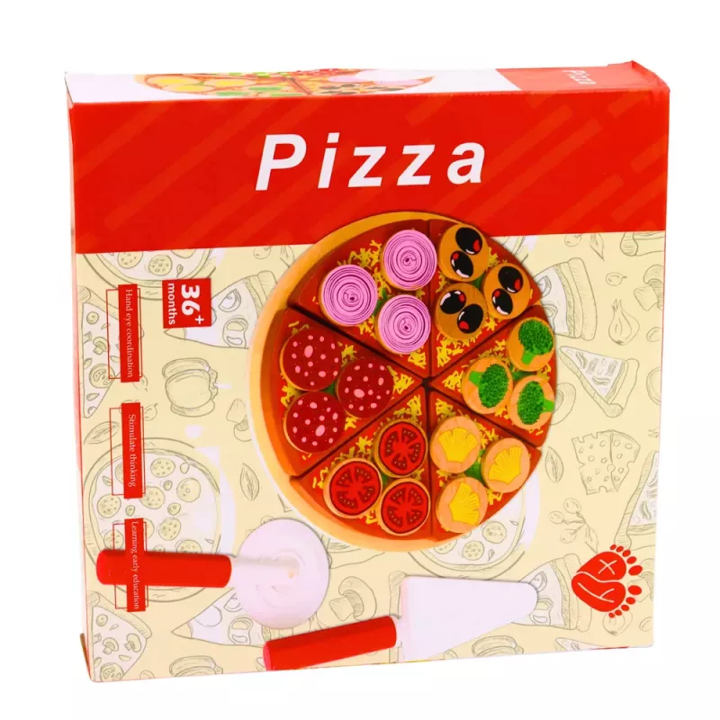 LEAN TOYS Medinis picos pjaustymo rinkinys su Velcro ratuku ir pjaustymo lenta