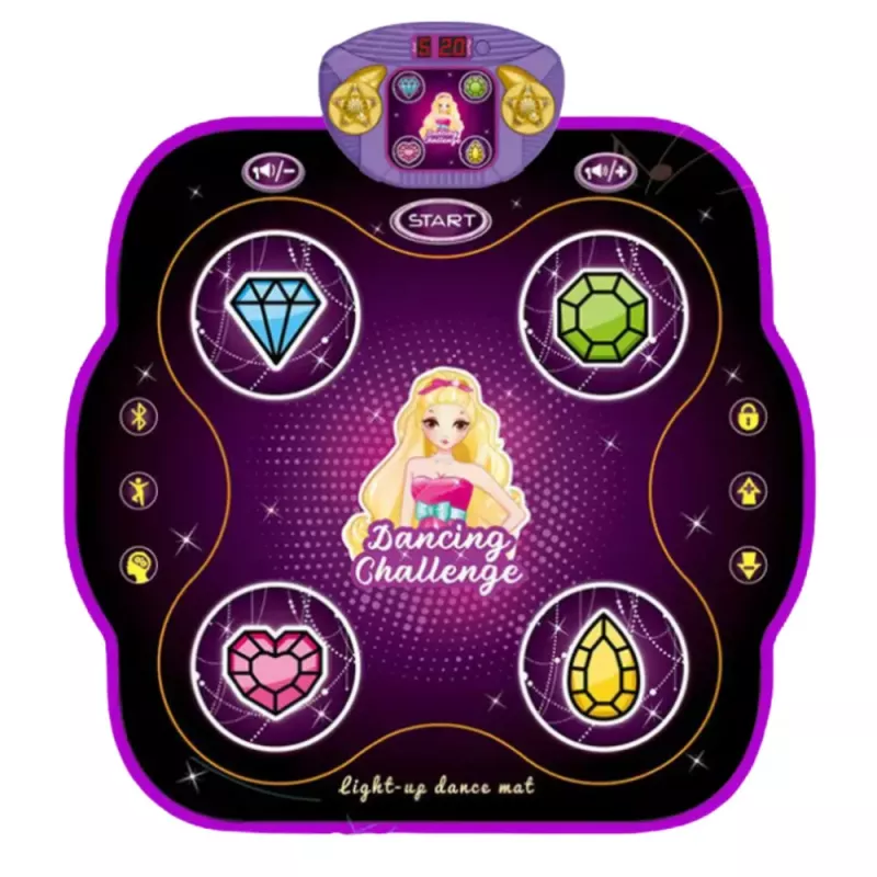 LEAN TOYS Interaktyvus muzikinis šokių kilimėlis vaikams su Bluetooth, 9 žaidimų lygiai