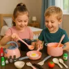 LEAN TOYS Virtuvės rinkinys Puodai Maisto gaminimo aksesuarai Maistas Rožinis 32 vnt.