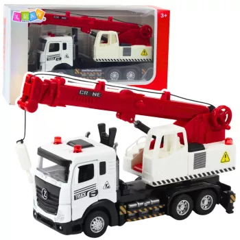 LEAN TOYS Sunkvežimis su kranu, metaline kabina, reguliuojama strėle, šviesos ir garso sistema