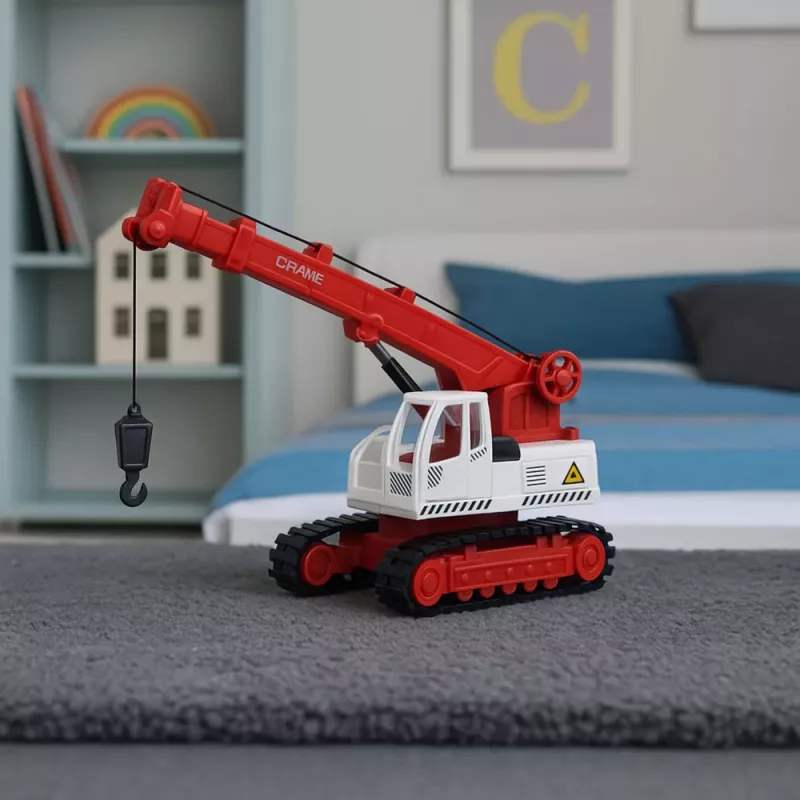 LEAN TOYS Vikšrinis kranas su besisukančia kabina, šviesomis, garsu, metaliniu kabliu – 1:14 mastelio RC statybinė transporto priemonė