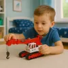 LEAN TOYS Vikšrinis kranas su besisukančia kabina, šviesomis, garsu, metaliniu kabliu – 1:14 mastelio RC statybinė transporto priemonė
