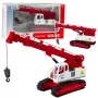 LEAN TOYS Vikšrinis kranas su besisukančia kabina, šviesomis, garsu, metaliniu kabliu – 1:14 mastelio RC statybinė transporto priemonė