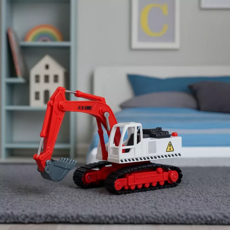 LEAN TOYS Metal Crawler Excavator su pasukamuoju kaušu, kabina, šviesomis ir garsais