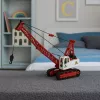 LEAN TOYS Vikšrinis kranas su santvarine strėle, šviesomis, garsais, metalinis, 1:14 RC statybinė transporto priemonė