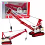 LEAN TOYS Vikšrinis kranas su santvarine strėle, šviesomis, garsais, metalinis, 1:14 RC statybinė transporto priemonė