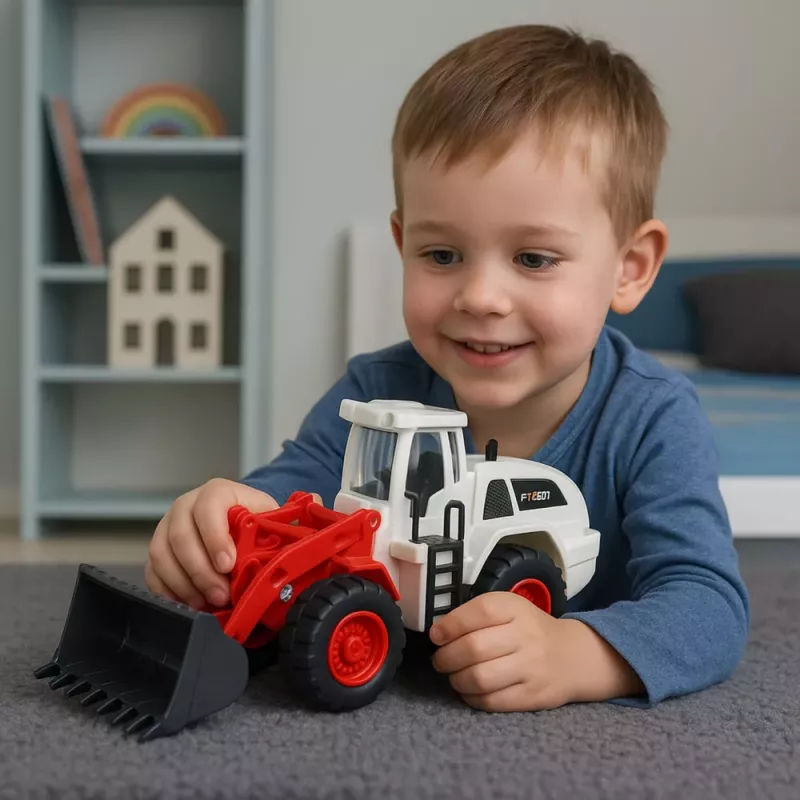 LEAN TOYS Statybinė mašina Ekskavatorius Buldozeris Judantis metalinis kaušas Šviesos Garsai
