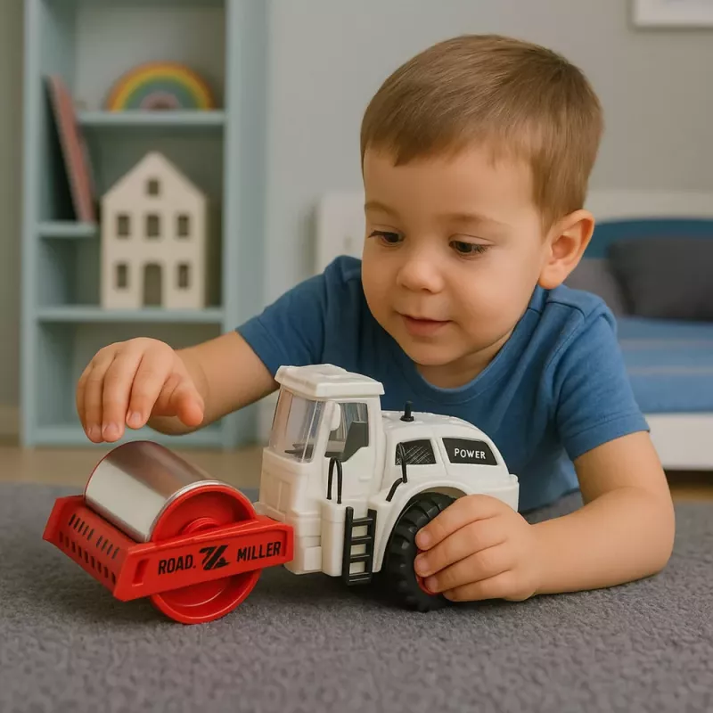 LEAN TOYS Road Roller Construction Metal Rotating Roller Lights Sounds