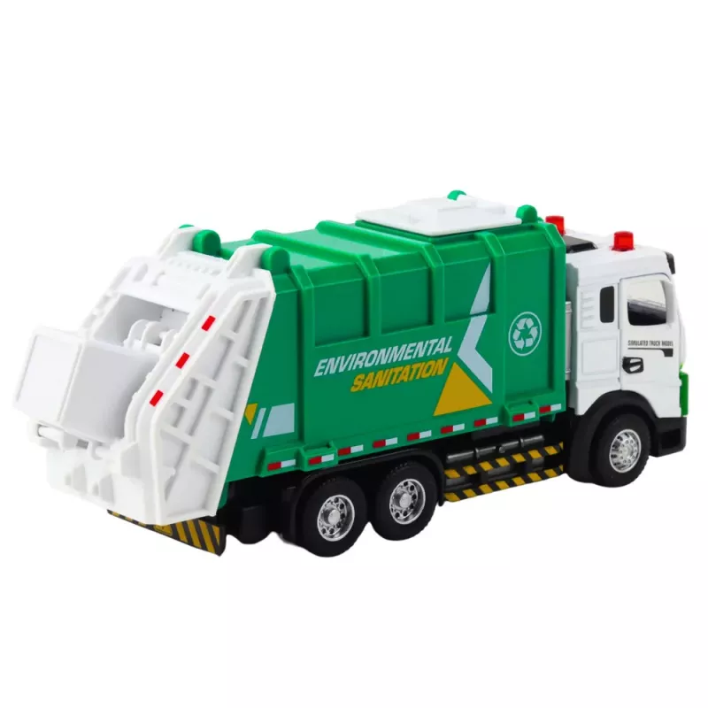 LEAN TOYS Šiukšliavežis Vaikams Metalinė Kabina Konteineris Šviesos Garsai Žalias