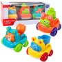 LEAN TOYS Statybinių transporto priemonių rinkinys su gyvūnėliais mažiems vaikams, spalvingas, 3 vnt.