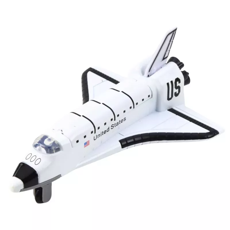 LEAN TOYS Spaceship Metal Pull-Back Opening White