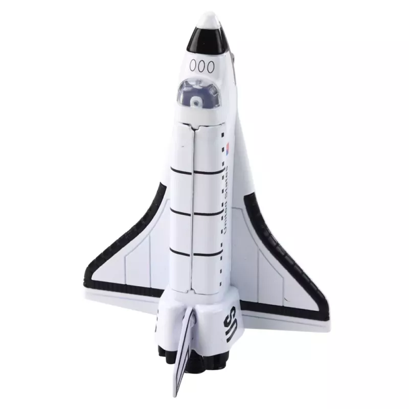 LEAN TOYS Spaceship Metal Pull-Back Opening White