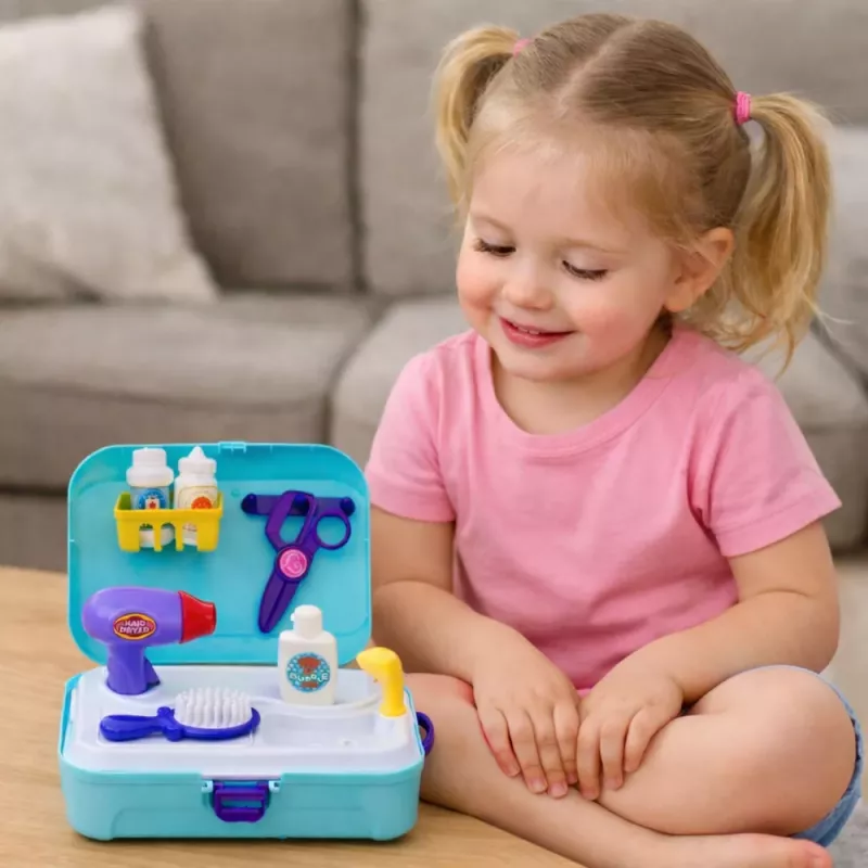 LEAN TOYS Grožio rinkinys Naminių gyvūnų salonas Kuprinė lagaminėlis 16 dalių