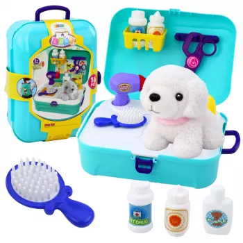 LEAN TOYS Grožio rinkinys Naminių gyvūnų salonas Kuprinė lagaminėlis 16 dalių