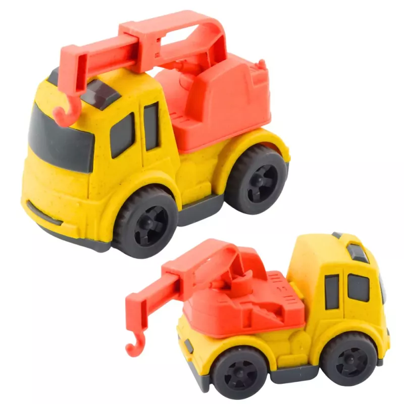LEAN TOYS Statybinės mašinos rinkinys: Automobiliai, Betono maišyklė, Sunkvežimis su kabliu, BIOPlastikas