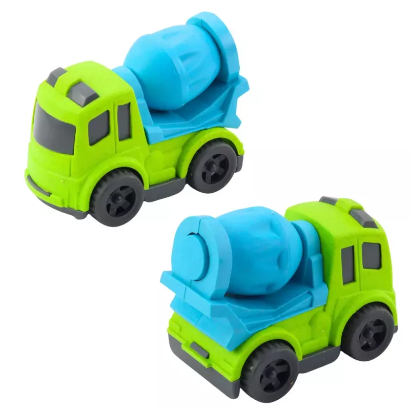 LEAN TOYS Statybinės mašinos rinkinys: Automobiliai, Betono maišyklė, Sunkvežimis su kabliu, BIOPlastikas