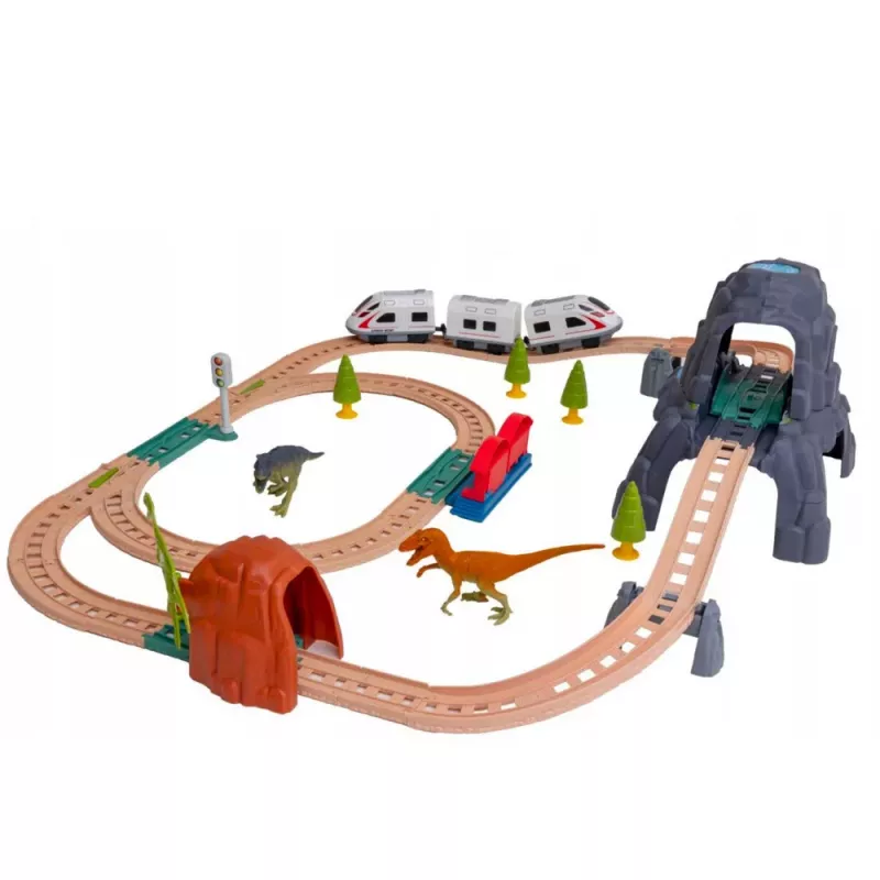 LEAN TOYS Dinosaur Park Electric Train Set with Lights and Sounds 76 cm
