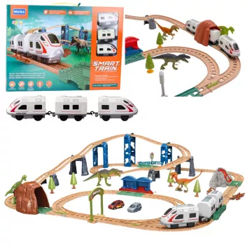LEAN TOYS Electric Interactive Train Cars Tunnel Volcano Dinosaurs 95 cm
