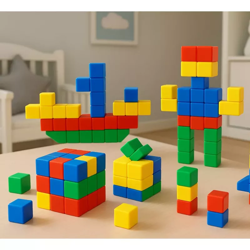 LEAN TOYS Magnetinių kaladėlių rinkinys vaikams Spalvingas galvosūkis 32 vnt.