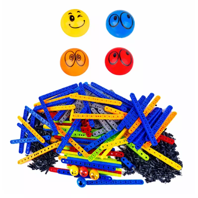 LEAN TOYS Rainbow Board Blocks Ball Track Slide Ball Catching Game 477 pcs.