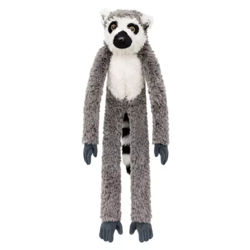 LEAN TOYS Minkštas lemūras su Velcro pakabinimui, pilkas, 35 cm